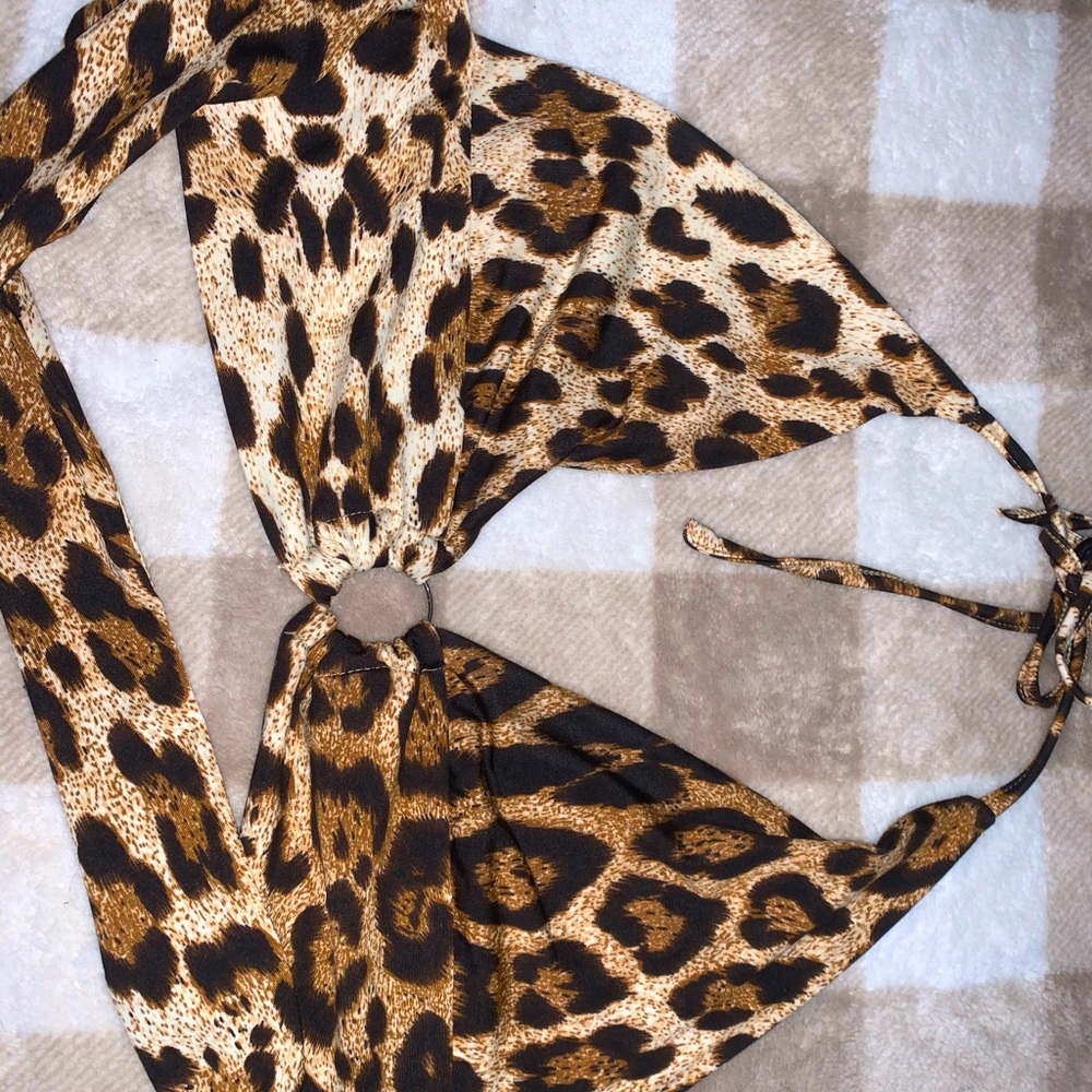 Leopard tie up halter top